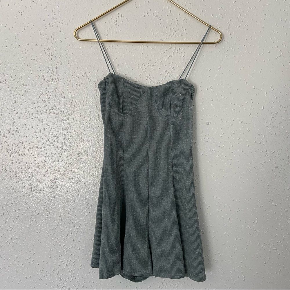 Urban Outfitters Mini Romper | SMALL - P | Silver Sparkle | Sleeveless | Jumpr